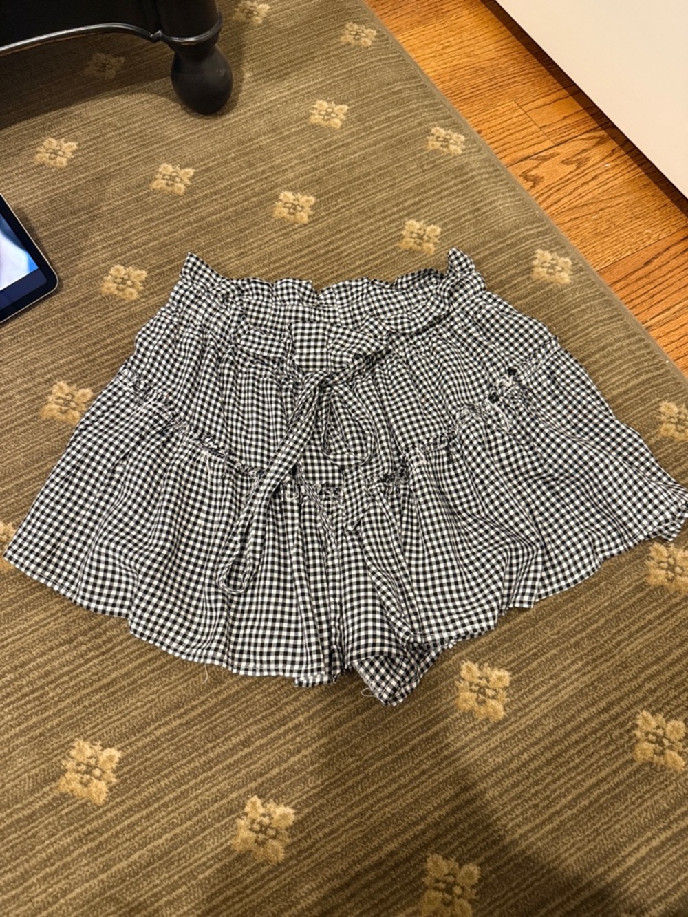 Skylar + Madison Black & White Gingham Ruffle Tie-Waist Skort